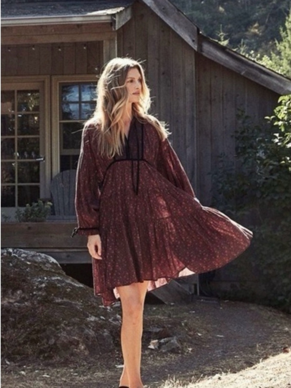 Doen Burgundy Mini Azalea Dress with Black Velvet Tie Detail Festival Perfect